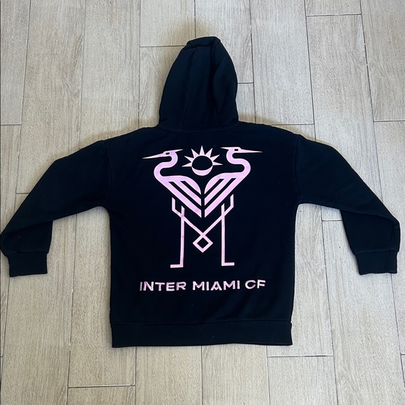 MLS Black Kids Hoodie with Inter Miami CF Soccer Futbol Logo Sz 10-11 Unisex - Picture 1 of 7